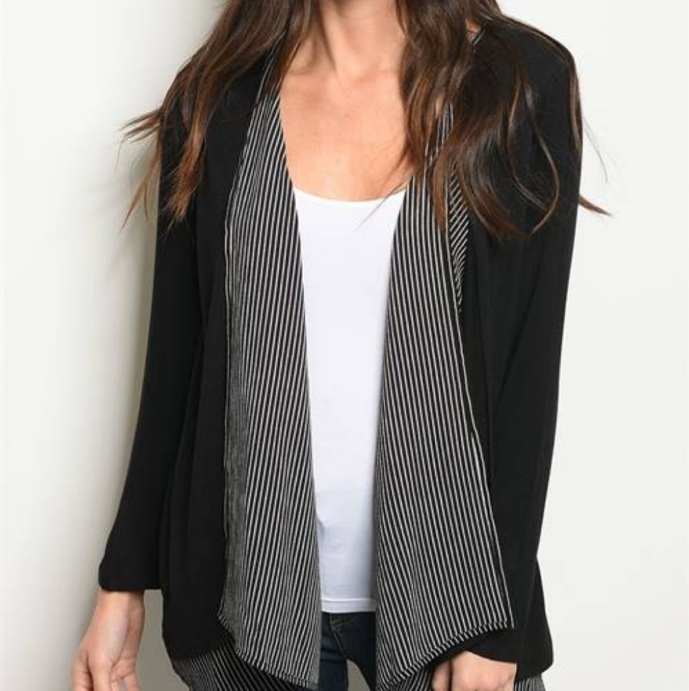 COLBY STRIPED OPEN FRONT CARDIGAN